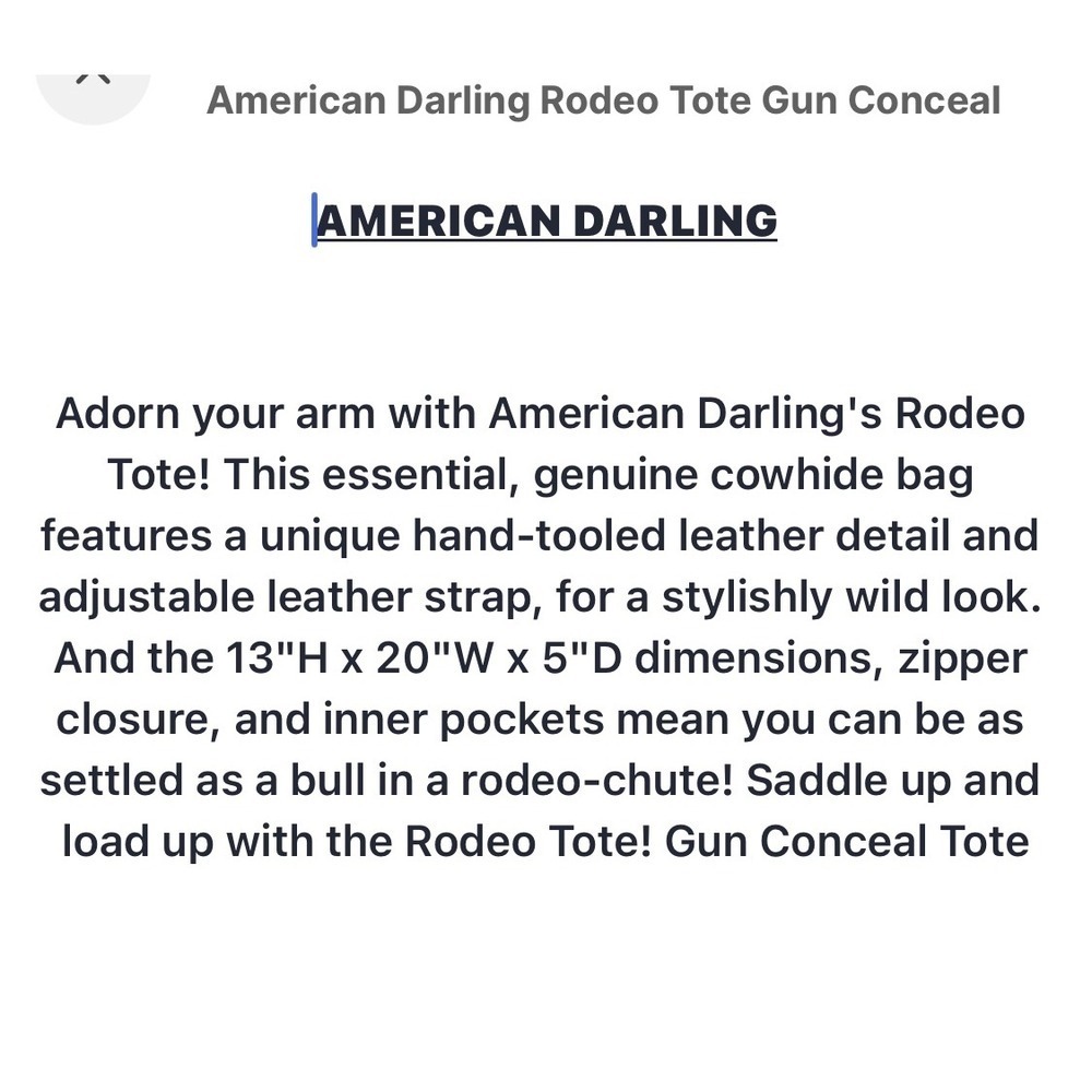 American Darling Tote New Rodeo Cowhide Bag Fringe Tooled Leather Conceal Carry - Picture 15 of 16